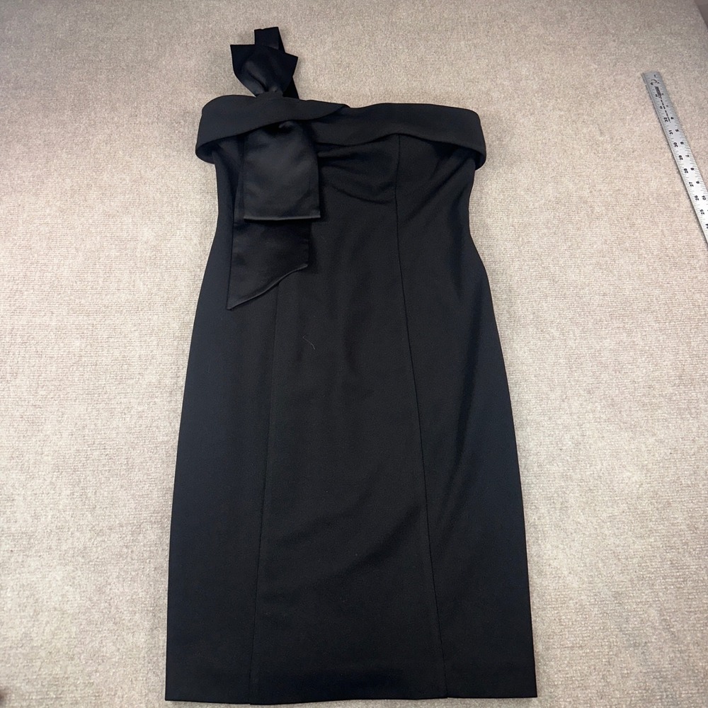 Eliza J Black One Shoulder Bow Cocktail Sheath Dress Size 6